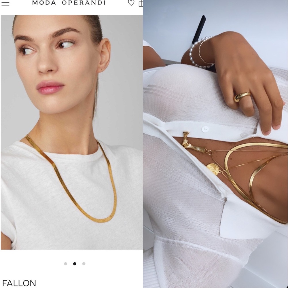 Fallon herringbone snake silver chain necklace set - Picture 11 of 15